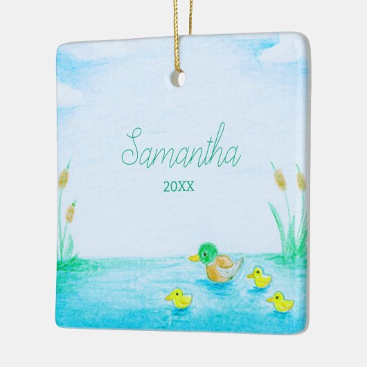 Schattigee wilde eend gepersonaliseerd keramisch ornament (Links)