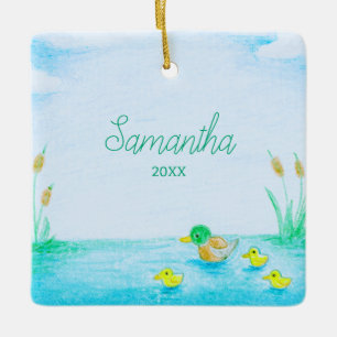 Schattigee wilde eend gepersonaliseerd keramisch ornament