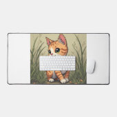 Schattigee wilde kat spelen in het veld bureaumat (Keyboard & Muis)