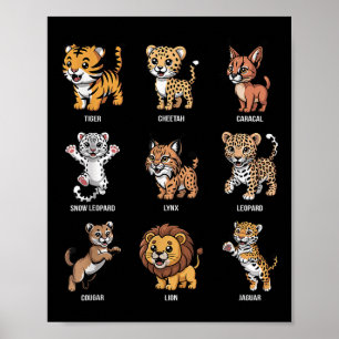 Schattigee Wilde Katten Cartoon Dieren Grote Katte Poster