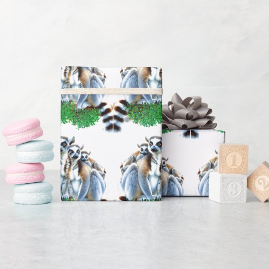 Schattigee wilde-lemursoort cadeaupapier (Baby Shower)