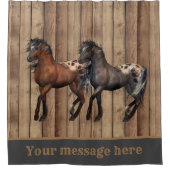 Schattigee wilde paarden Land bericht toevoegen Douchegordijn (Voorkant)