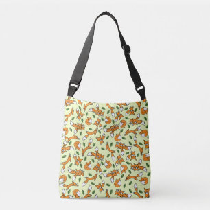 Schattigee wilde vos en bladpatroon crossbody tas
