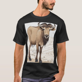 Schattigee Wildebeest: Cartoon-Sticker stijl T-shirt