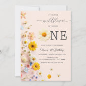 Schattigee Wildflower 1e Verjaardagsuitnodiging Kaart (Voorkant)