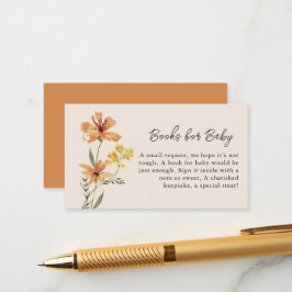 Schattigee Wildflower Baby shower Boeken voor Baby Informatiekaartje