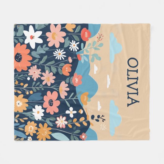 Schattigee Wildflower Botanical gepersonaliseerd Fleece Deken (Voorkant (Horizontaal))
