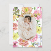 Schattigee Wildflower en Bee Baby shower Dank u ka Bedankkaart (Achterkant)