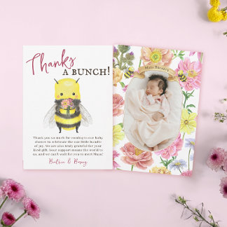 Schattigee Wildflower en Bee Baby shower Dank u ka Bedankkaart