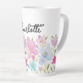 Schattigee Wildflower Illustratie Monogram Latte Mok (Rechterhoek)