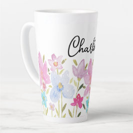 Schattigee Wildflower Illustratie Monogram Latte Mok