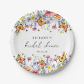 Schattigee Wildflower Vlinders Bloemen Vrijgezelle Papieren Bordje (Voorkant)