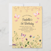 Schattigee Wildflower Yellow 1e verjaardag Uitnodi Kaart (Voorkant)