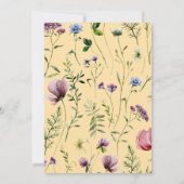 Schattigee Wildflower Yellow 1e verjaardag Uitnodi Kaart (Achterkant)