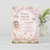 Schattigee Wildflowers baby meisje Fairy Eerste ve Kaart (Staand voorkant)