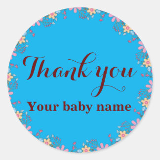 Schattigee Wildflowers Baby shower Dank u Ronde Sticker