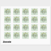 Schattigee Wildflowers Sage Green Square Retouradr Vierkante Sticker (Vel)