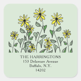 Schattigee Wildflowers Sage Green Square Retouradr Vierkante Sticker