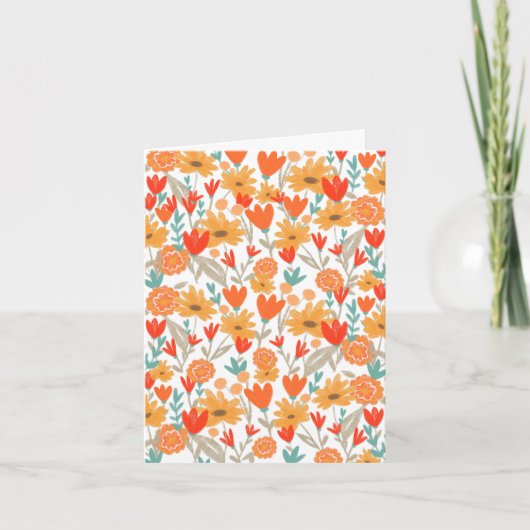 Schattigee Wildflowers Tekening Blank Bedankkaart (Voorkant)