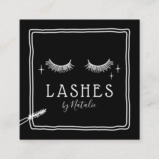 Schattigee wimper make-up artiest chique zwart sch vierkante visitekaartje (Voorkant)