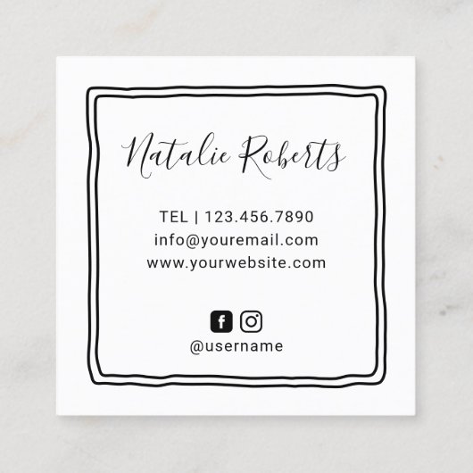 Schattigee wimper make-up artiest chique zwart sch vierkante visitekaartje (Achterkant)