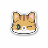 Schattigee Winkin' Cat Sticker (Voorkant)