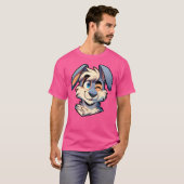 Schattigee Winking Anthro Furry Rabbit Art T-shirt (Voorkant volledig)