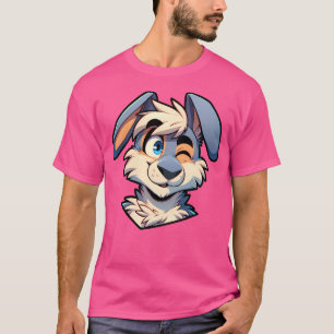 Schattigee Winking Anthro Furry Rabbit Art T-shirt