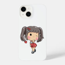 Schattigee Winking Chibi Girl iPhone 14 Hoesje