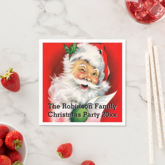 Schattigee Winking Santa met Kerstmis Lijst Custom Servetten (Insitu)