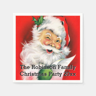 Schattigee Winking Santa met Kerstmis Lijst Custom Servetten