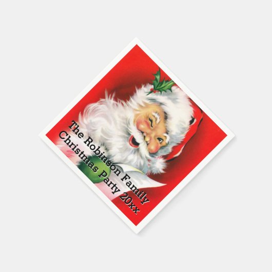 Schattigee Winking Santa met Kerstmis Lijst Custom Servetten (Hoek)