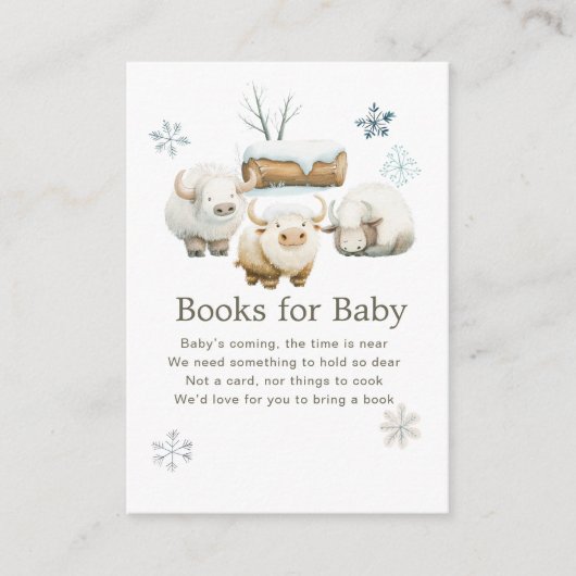 Schattigee Winter Arctic Koe Baby shower Boeken vo Informatiekaartje (Voorkant)