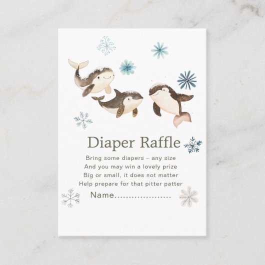 Schattigee Winter Arctic Whale Baby shower Luier R Informatiekaartje (Voorkant)