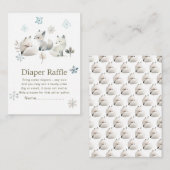 Schattigee Winter Arctic Wolf Baby shower Luier Ra Informatiekaartje (Voorkant / Achterkant)
