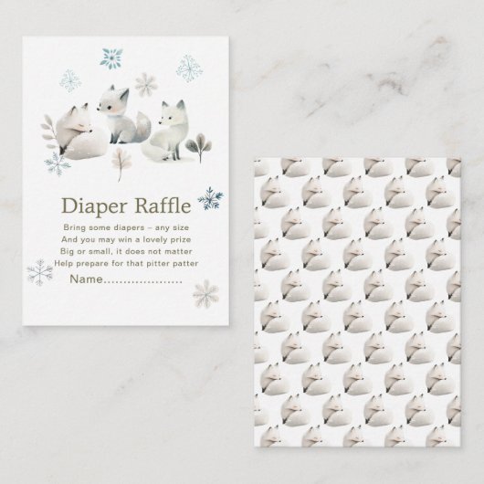 Schattigee Winter Arctic Wolf Baby shower Luier Ra Informatiekaartje (Voorkant / Achterkant)