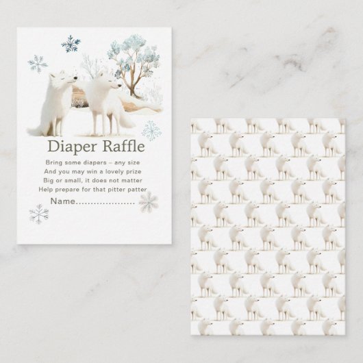 Schattigee Winter Arctic Wolf Baby shower Luier Ra Informatiekaartje (Voorkant / Achterkant)