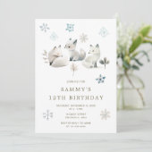 Schattigee Winter Arctic Wolf Verjaardagsfeest Kaart (Staand voorkant)