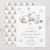 Schattigee Winter Arctic Wolf Verjaardagsfeest Kaart (Voorkant / Achterkant)