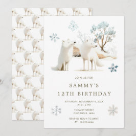 Schattigee Winter Arctic Wolf Verjaardagsfeest Kaart