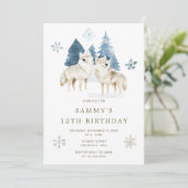 Schattigee Winter Arctic Wolf Verjaardagsfeest Kaart (Staand voorkant)