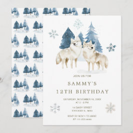 Schattigee Winter Arctic Wolf Verjaardagsfeest Kaart
