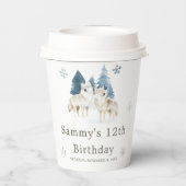 Schattigee Winter Arctic Wolf Verjaardagsfeest Papieren Bekers (Achterkant)