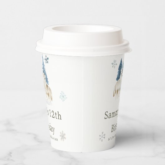 Schattigee Winter Arctic Wolf Verjaardagsfeest Papieren Bekers (Rechts)