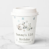 Schattigee Winter Arctic Wolf Verjaardagsfeest Papieren Bekers (Achterkant)