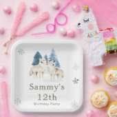 Schattigee Winter Arctic Wolf Verjaardagsfeest Papieren Bordje (Feest)
