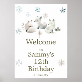 Schattigee Winter Arctic Wolf Verjaardagsfeest Poster