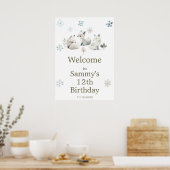 Schattigee Winter Arctic Wolf Verjaardagsfeest Poster (Keuken)