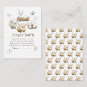 Schattigee Winter Arctische Koe Baby shower Luier Informatiekaartje (Voorkant / Achterkant)
