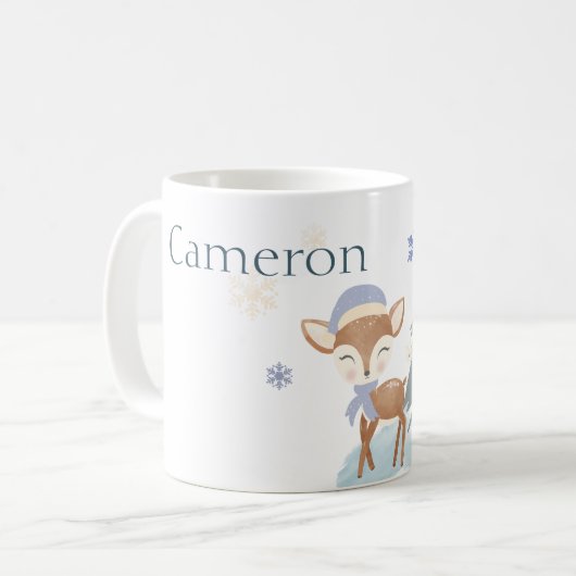 Schattigee Winter Baby Herten Jongen Fawn Custom N Koffiemok (Voorkant links)